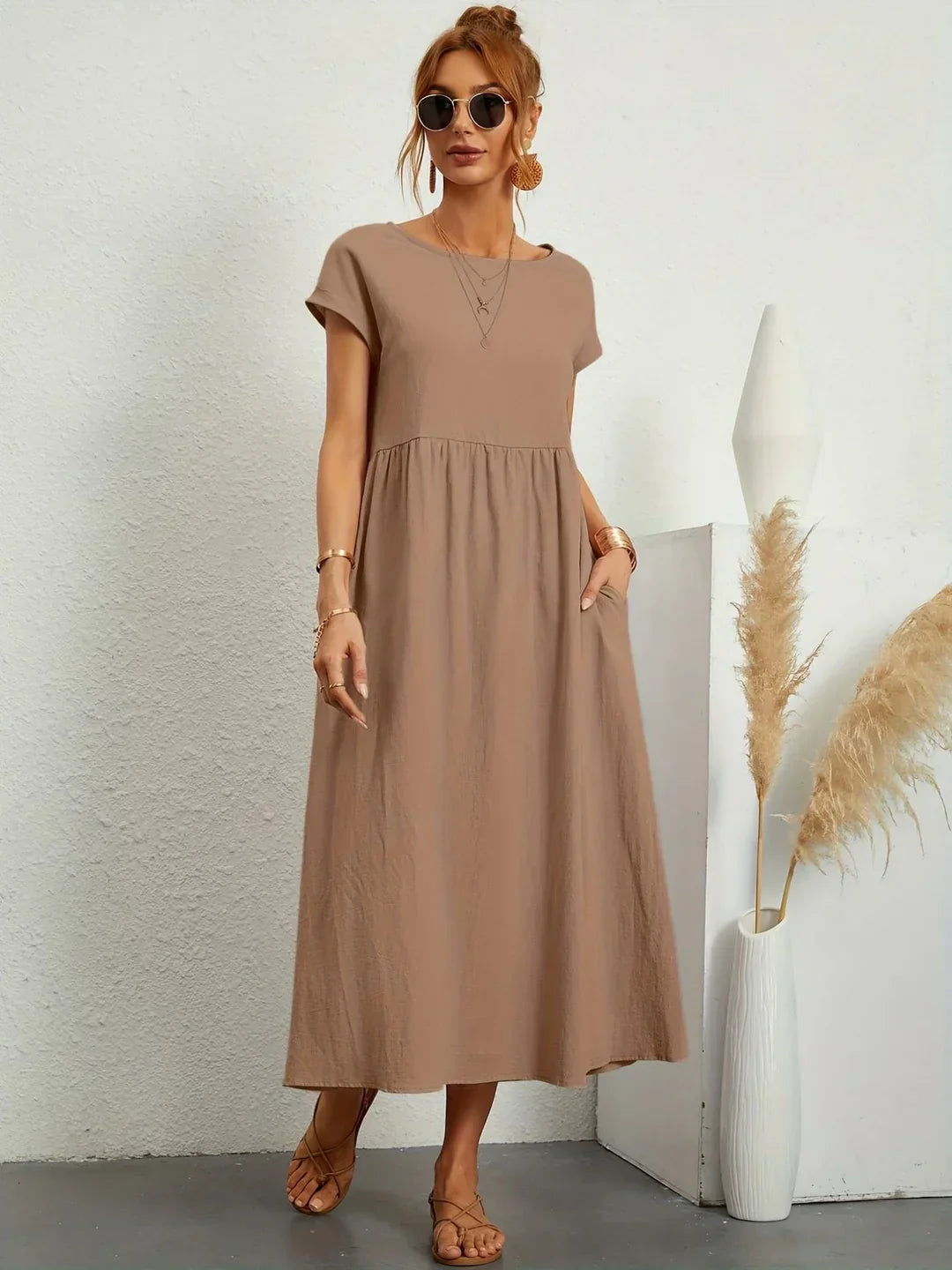 JACQUELINE | ELEGANT COTTON-BLEND CASUAL DRESS