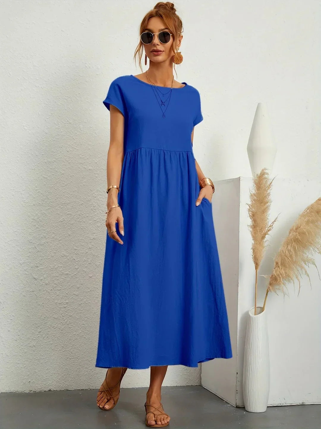 JACQUELINE | ELEGANT COTTON-BLEND CASUAL DRESS