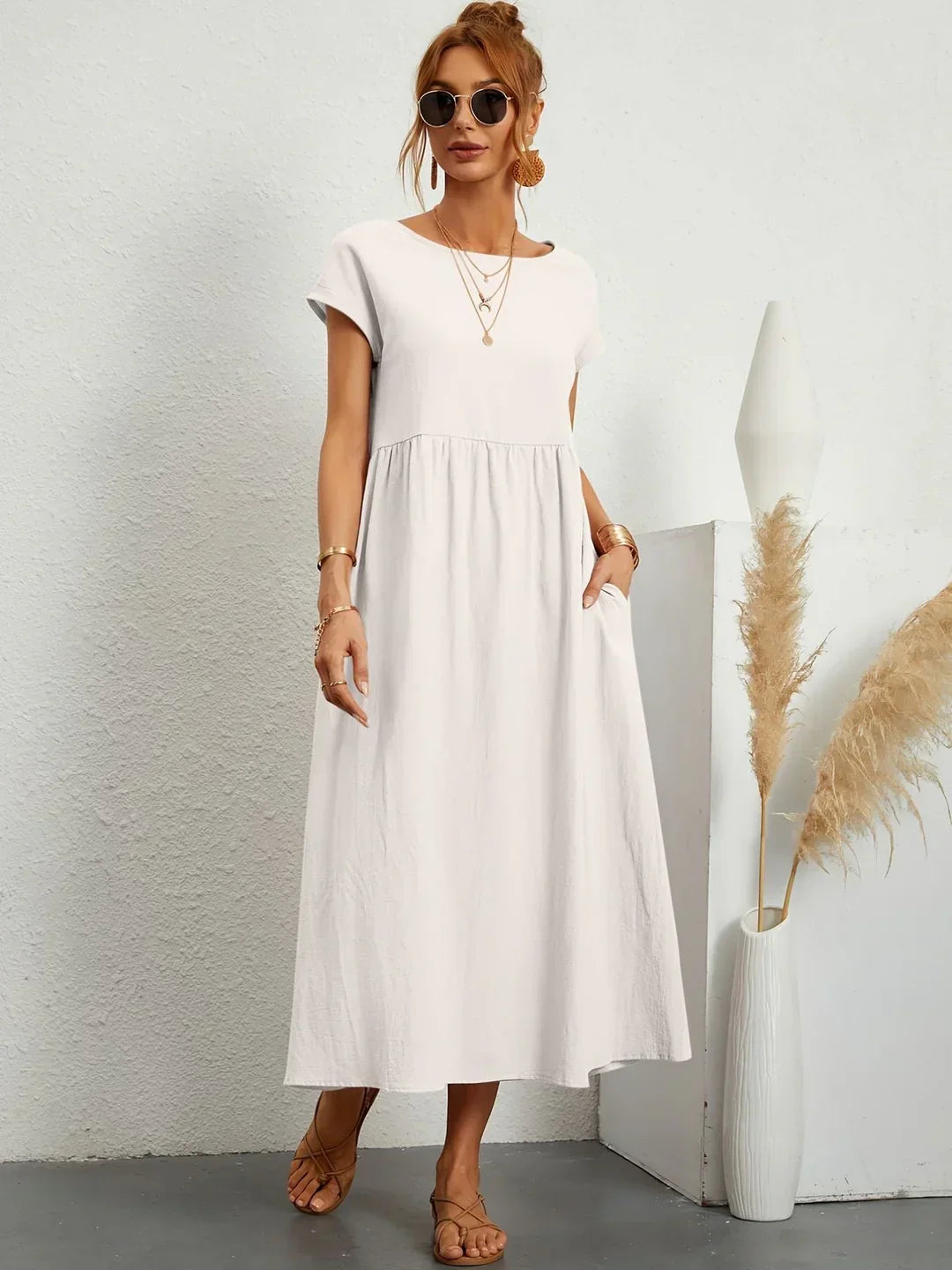 JACQUELINE | ELEGANT COTTON-BLEND CASUAL DRESS