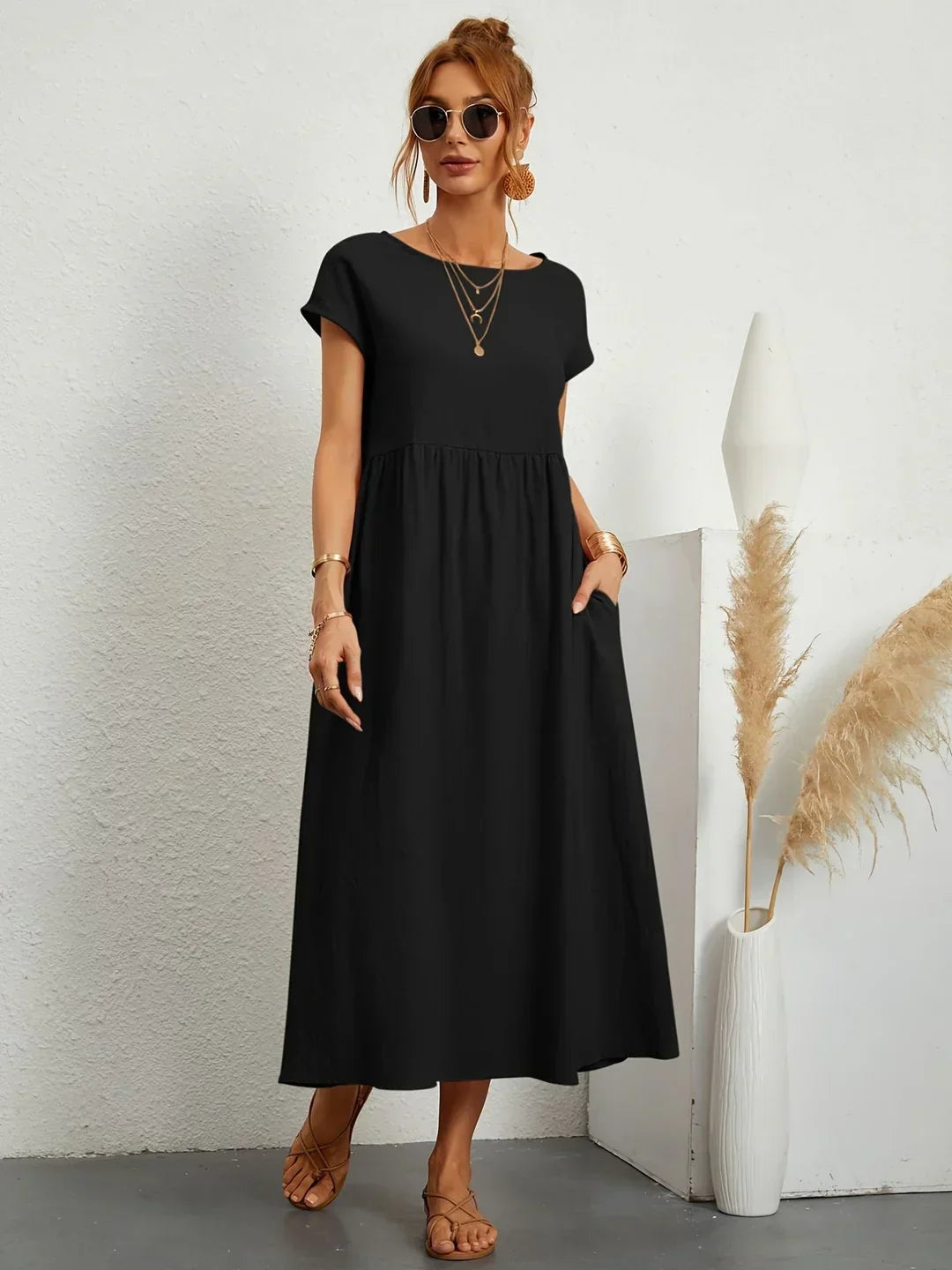 JACQUELINE | ELEGANT COTTON-BLEND CASUAL DRESS