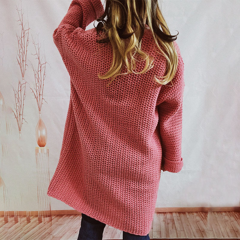 Casual Solid Colour Knitted Cardigan