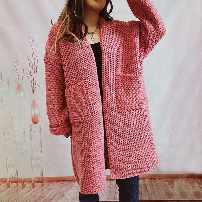 Casual Solid Colour Knitted Cardigan