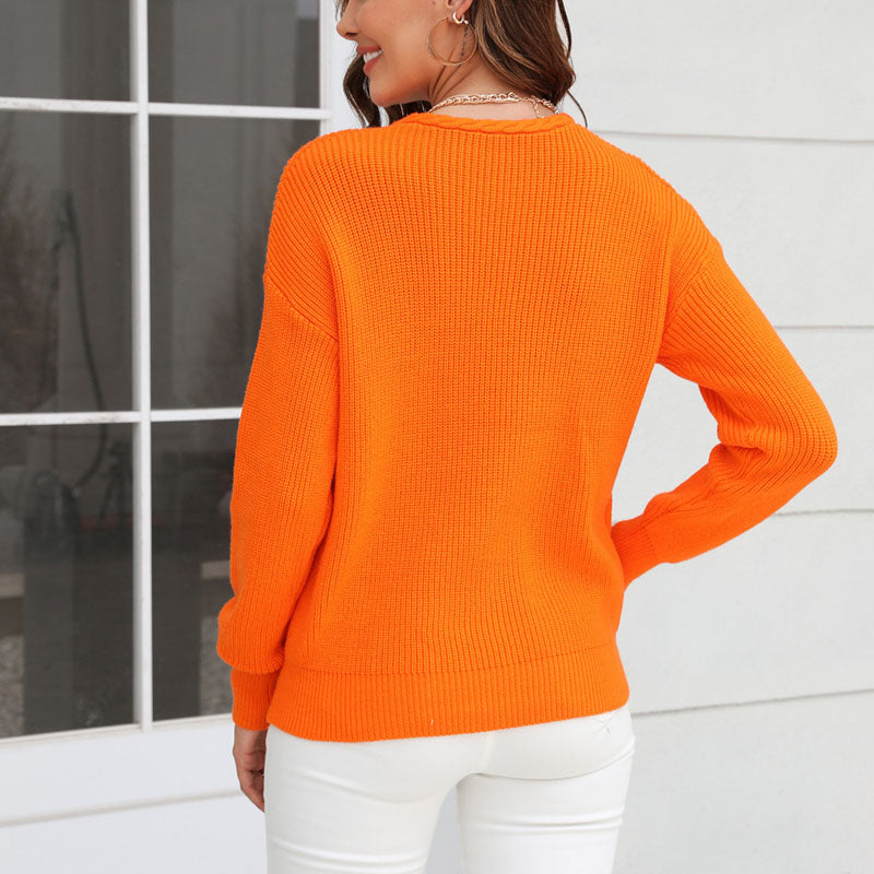 Casual Solid Colour Knit Sweater