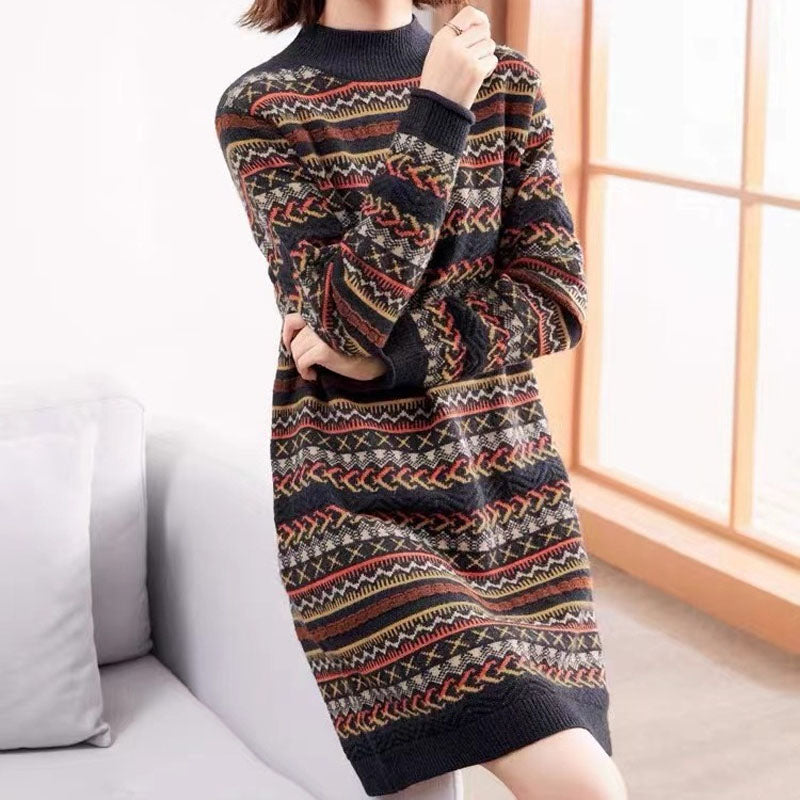 Vintage Ethnic Knitted Dress