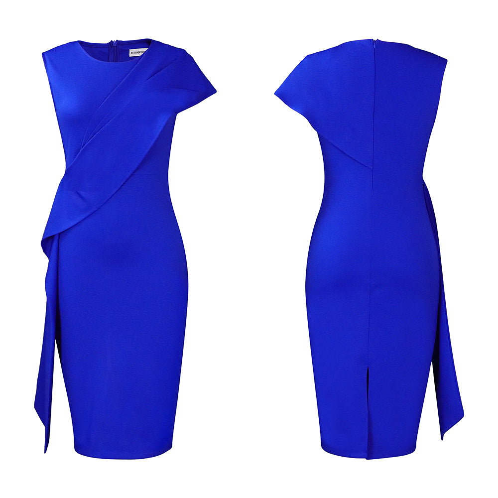 Sleeveless Side Draped Bodycon Dress