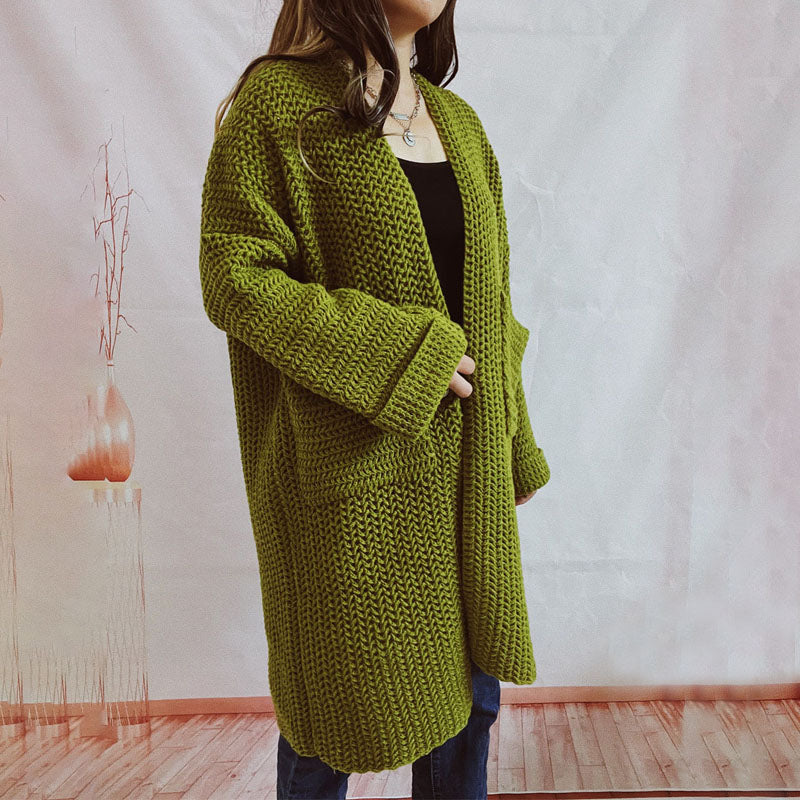 Casual Solid Colour Knitted Cardigan