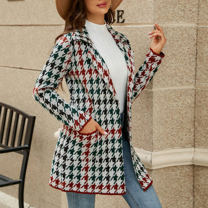 Casual Geometric Knit Coat