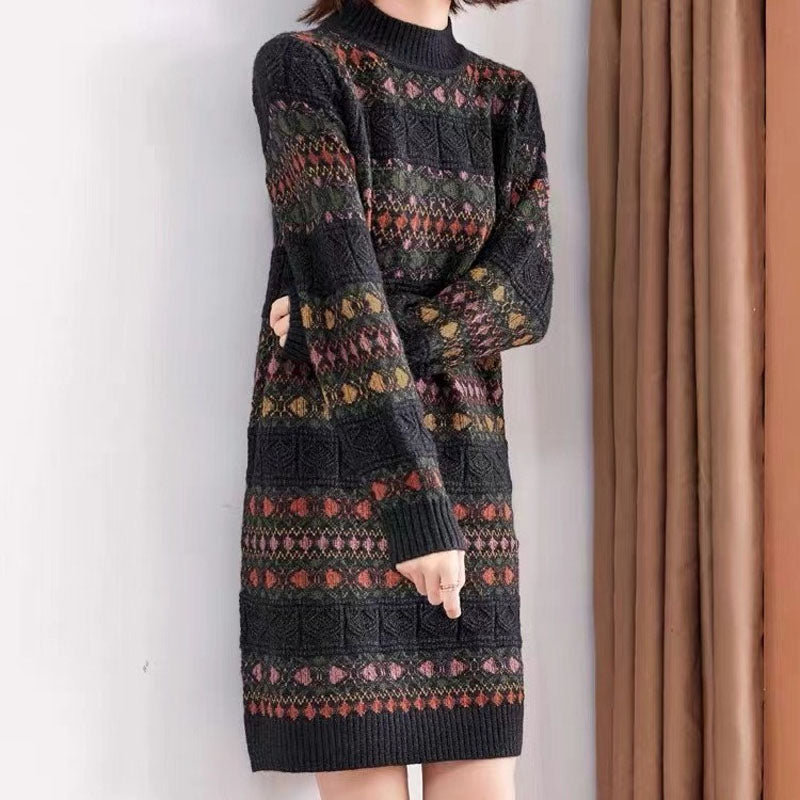 Vintage Ethnic Knitted Dress