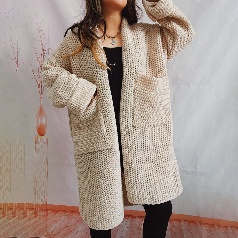 Casual Solid Colour Knitted Cardigan