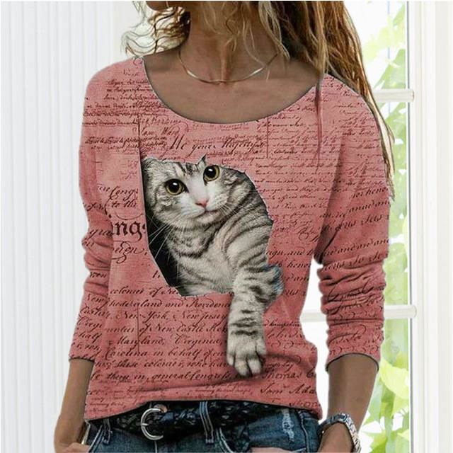 Fashion Cute Cat Print T-Shirt