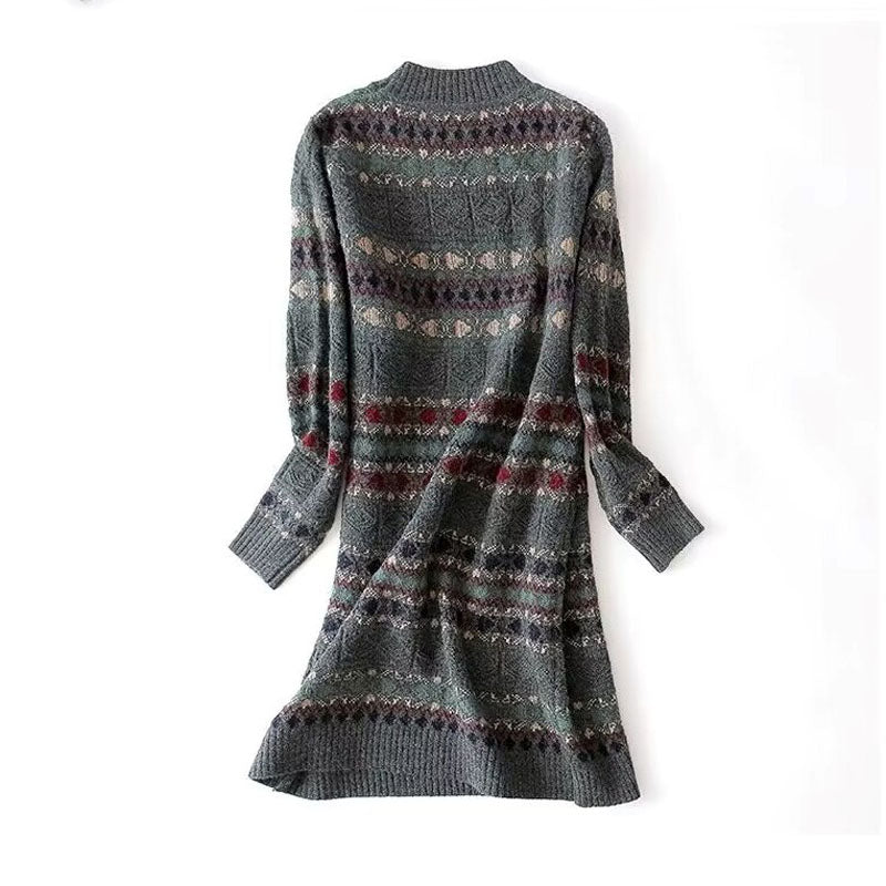 Vintage Ethnic Knitted Dress