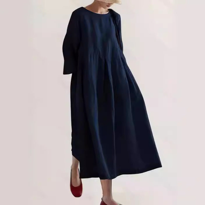 LINA | LOOSE LINEN DRESS WITH SIDE POCKETS