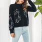 Cat Print Knit Sweater