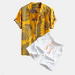 Shirts and Swim Shorts with Tropical Plant Print