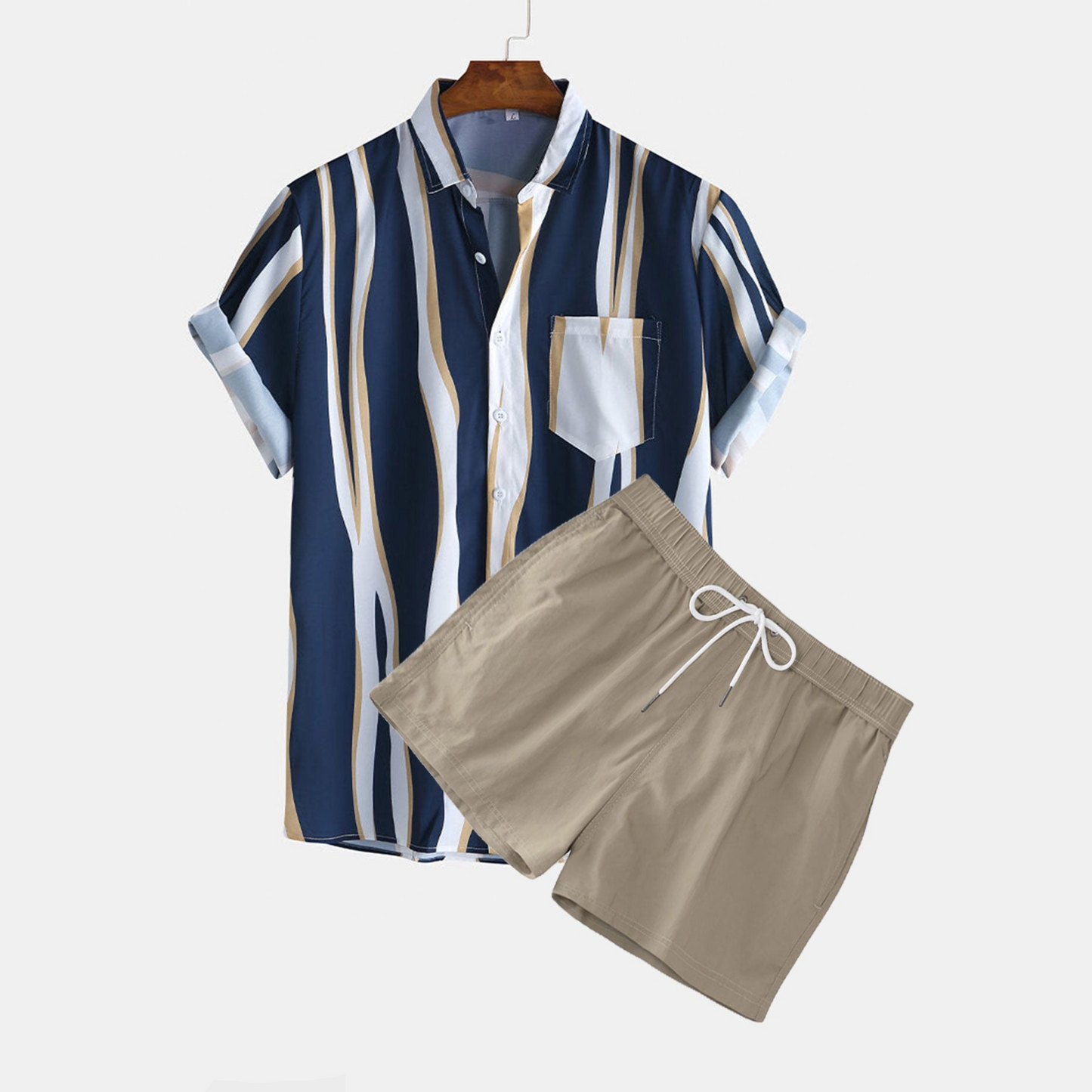 Revere Shirts with Wave Stripes and Short Swim Shorts