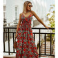 Floral Print Maxi Dress with Thin Straps