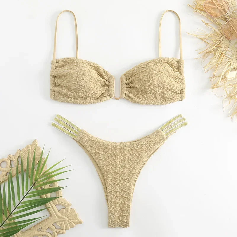 Textured Bandeau Bikini