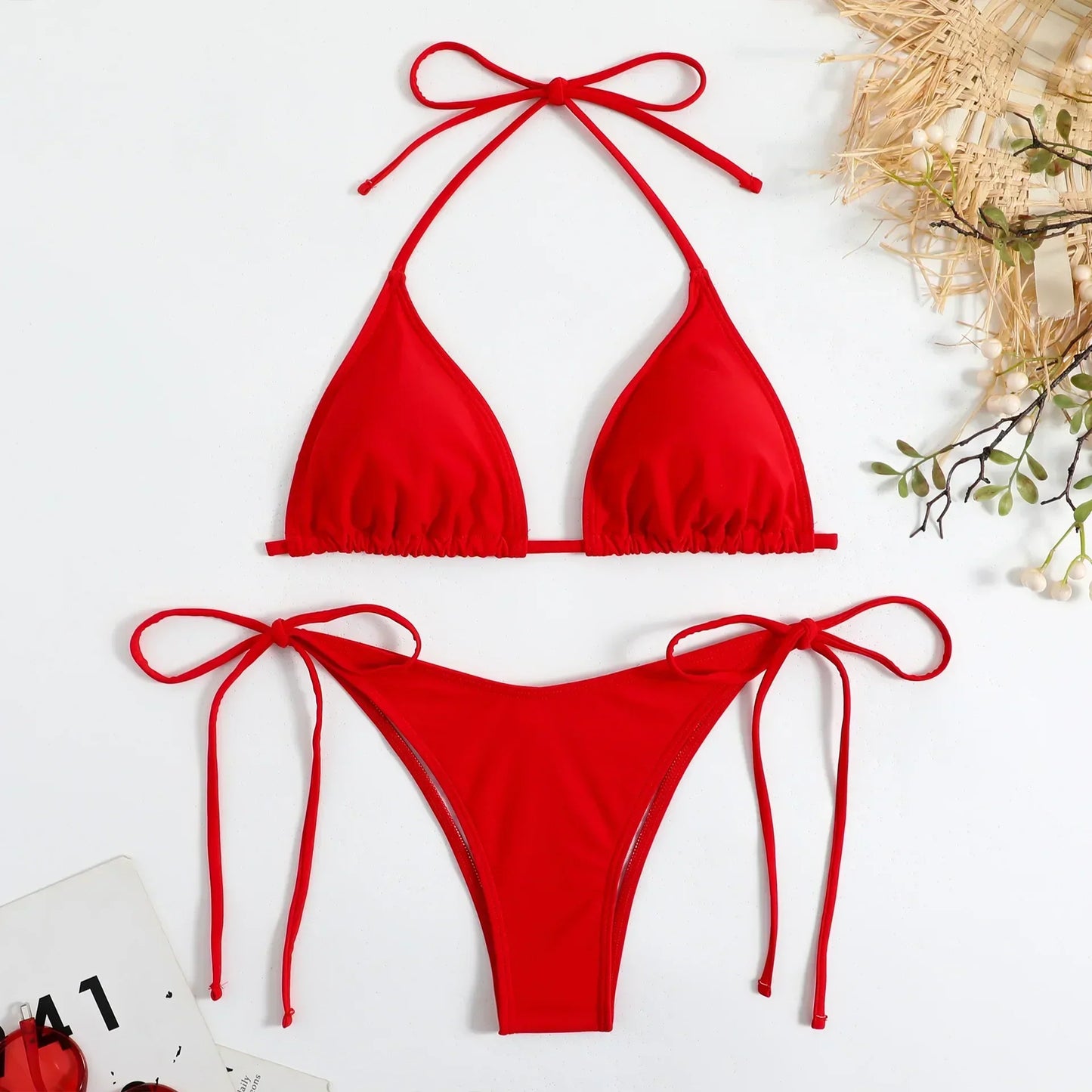 Classic Lace-up Triangle Bikini