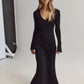 Puck - V-Neck Knitted Long Sleeve Dress