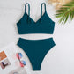 High Waist Solid Color 2 Piece Swimsuit