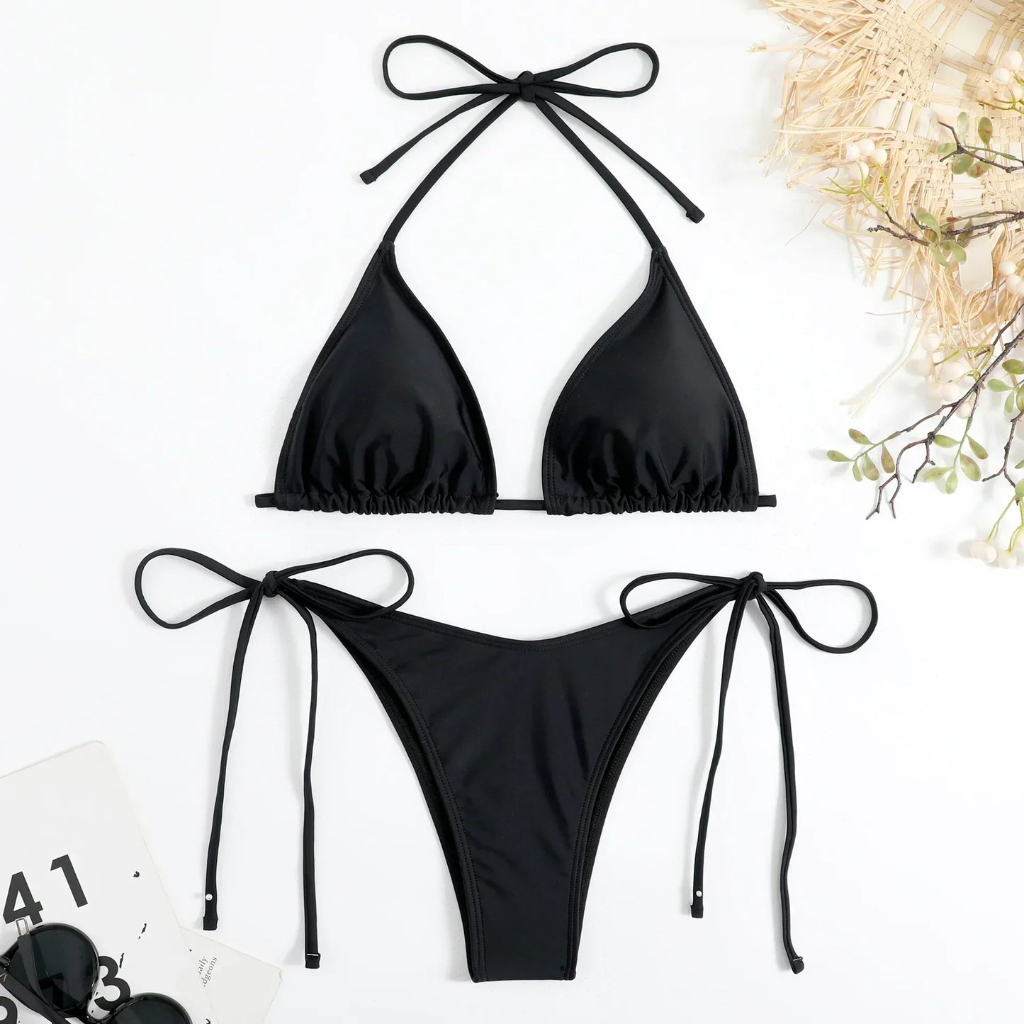 Classic Lace-up Triangle Bikini