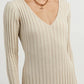 Puck - V-Neck Knitted Long Sleeve Dress