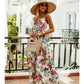 Floral Print Maxi Dress with Thin Straps