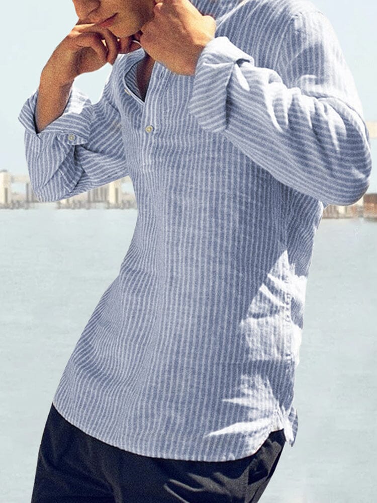 Cotton Linen Style Stripe Shirts