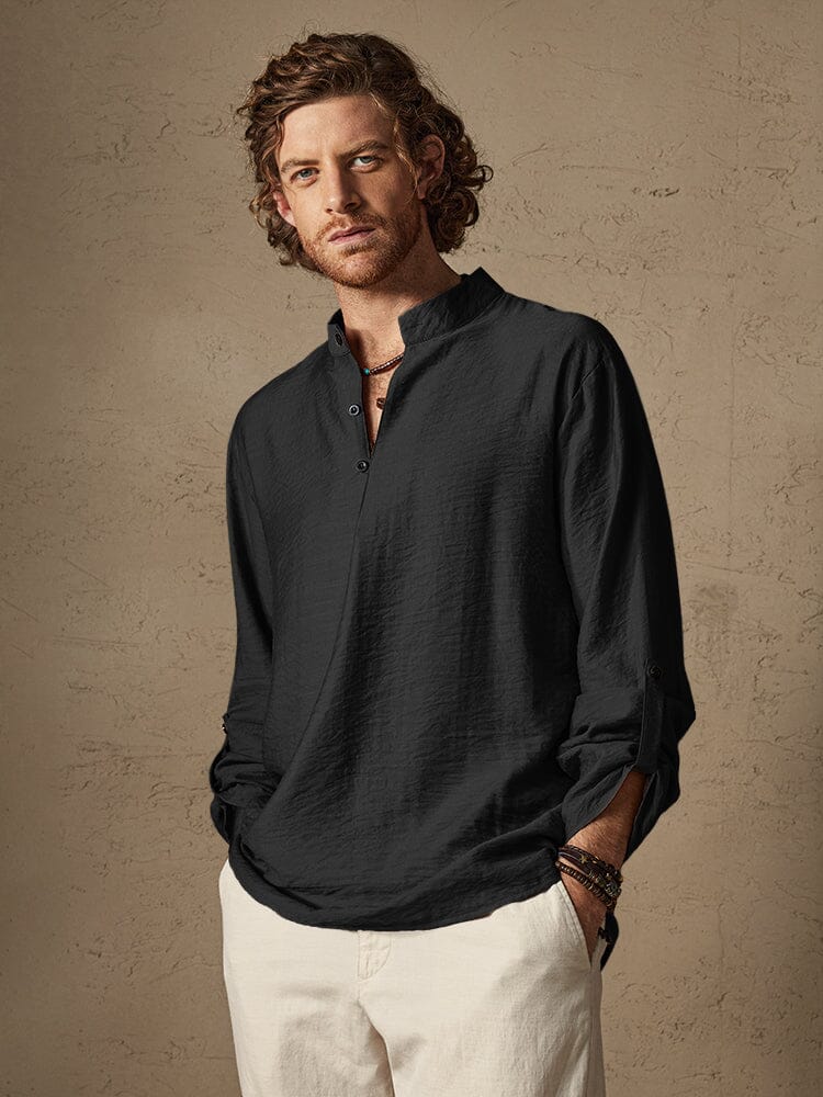 Linen Henry Long Sleeve Beach Shirt