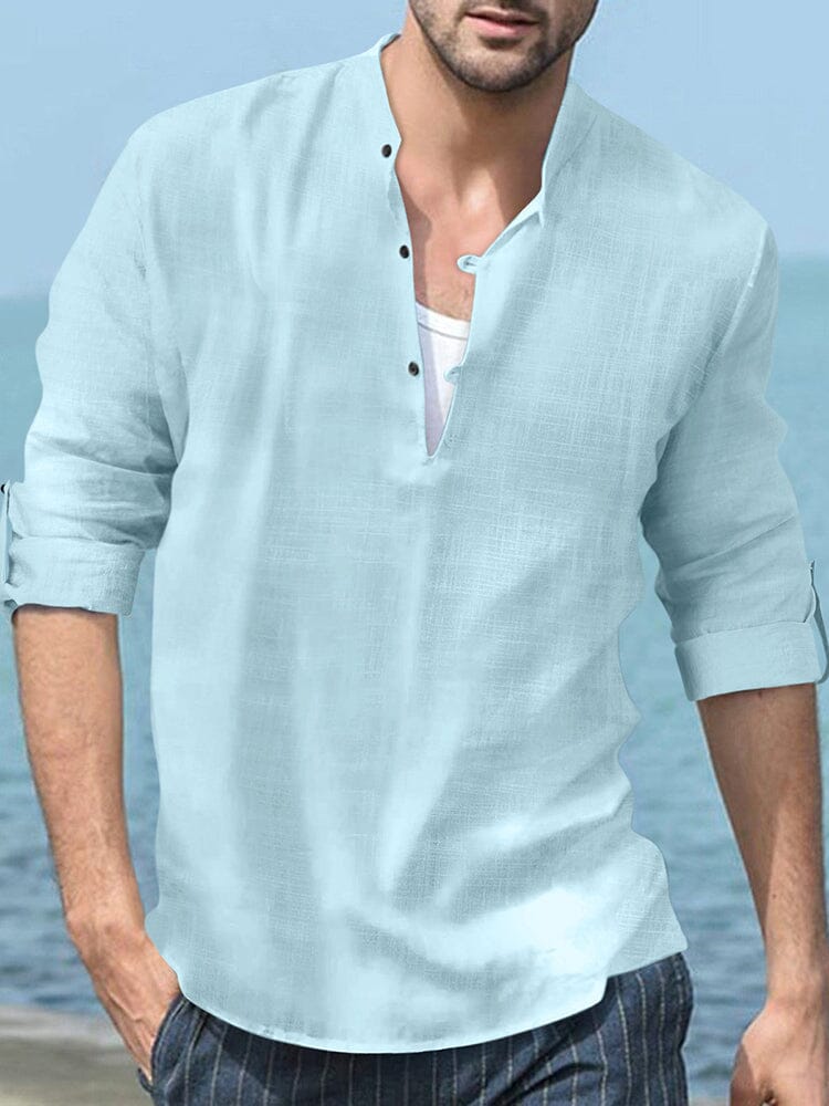 Linen Henry Long-sleeved Beach Shirt