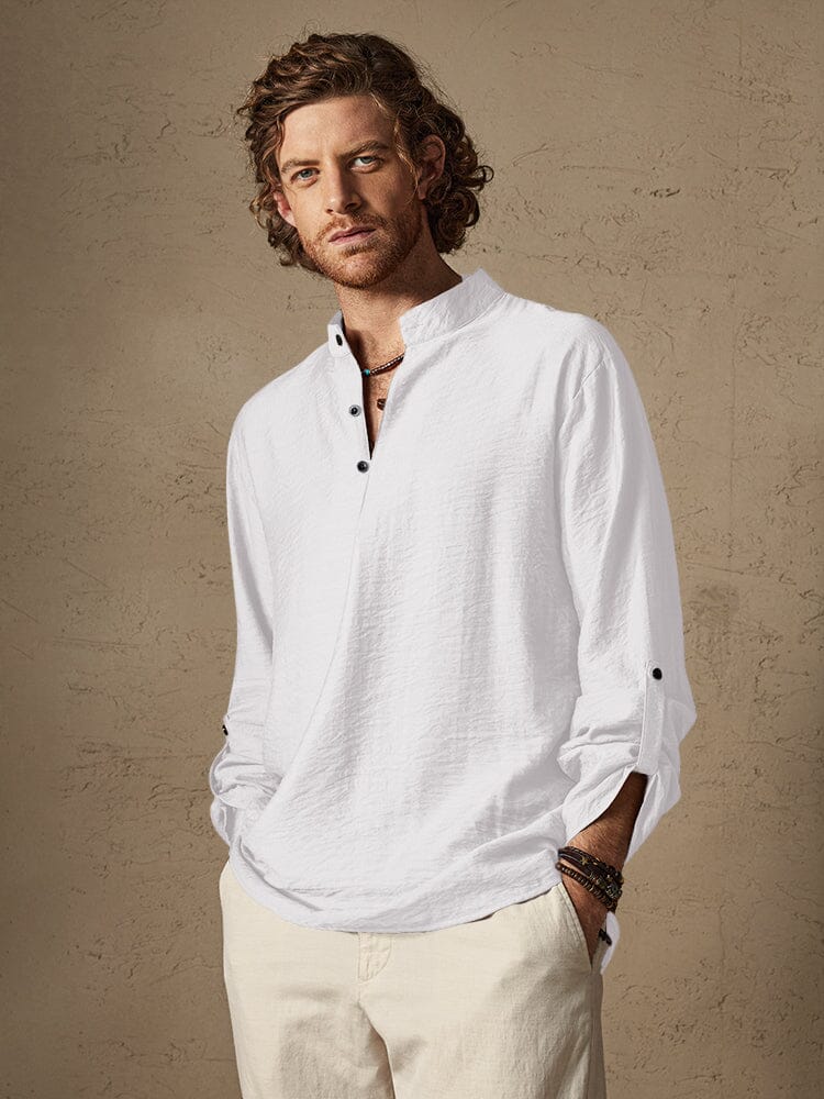 Linen Henry Long Sleeve Beach Shirt