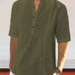 Casual Linen Style Mid-sleeve Shirt