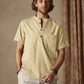 Casual Cotton and Linen Henley Shirt with Pocket