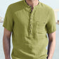 Casual Half Button Cotton Linen Shirt