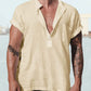 Fashion Cotton Linen Short Sleeve Shirt