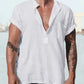 Fashion Cotton Linen Short Sleeve Shirt