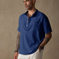 Fashion Cotton Linen Half Button Shirt