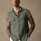 Cotton Linen Sleeveless Button Shirt with Pockets