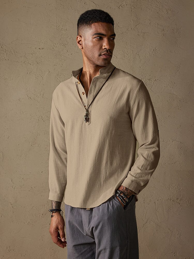 Casual Cotton Linen Solid Color Shirt