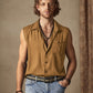 Solid Button Sleeveless Cotton Linen Casual Shirt