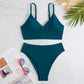 High Waist Solid Color 2 Piece Swimsuit