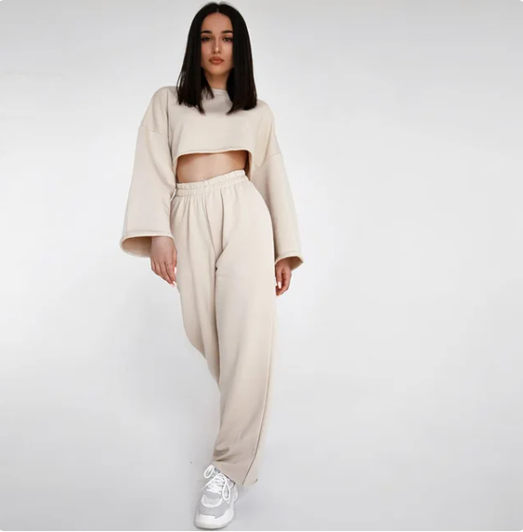 Callie Stylish Cropped Top And Joggers Set