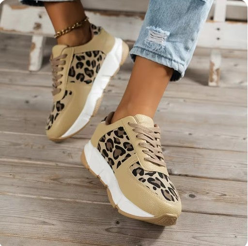 Deniela | Lace-up Leopard Sneakers