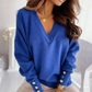 Jewel V-neck Long Sleeve Pullover