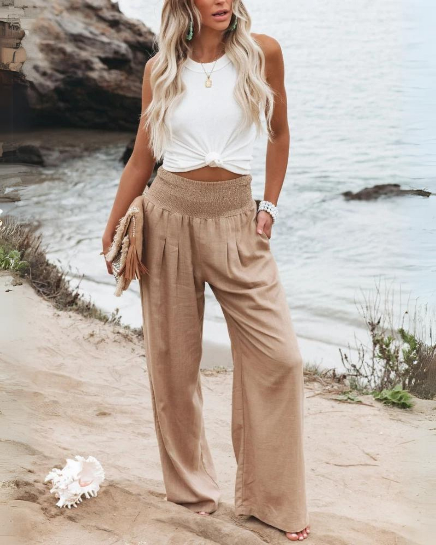 Ubud -High waist cotton linen pants