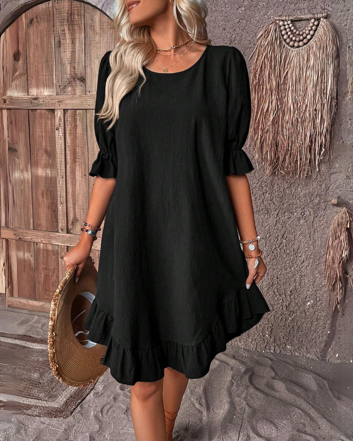 Deli - Dress with Puffed Sleeves