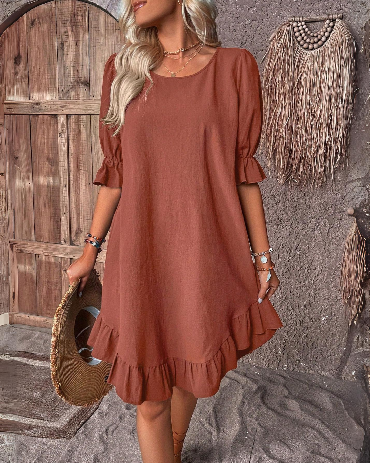 Deli - Dress with Puffed Sleeves