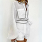 DALA - WHITE BLOUSE AND SHORTS TWO PIECES SET