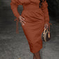 Chic Drawstring Sleeve Ruched Dress