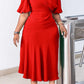 Elegant Puff Sleeve Ruched Dress